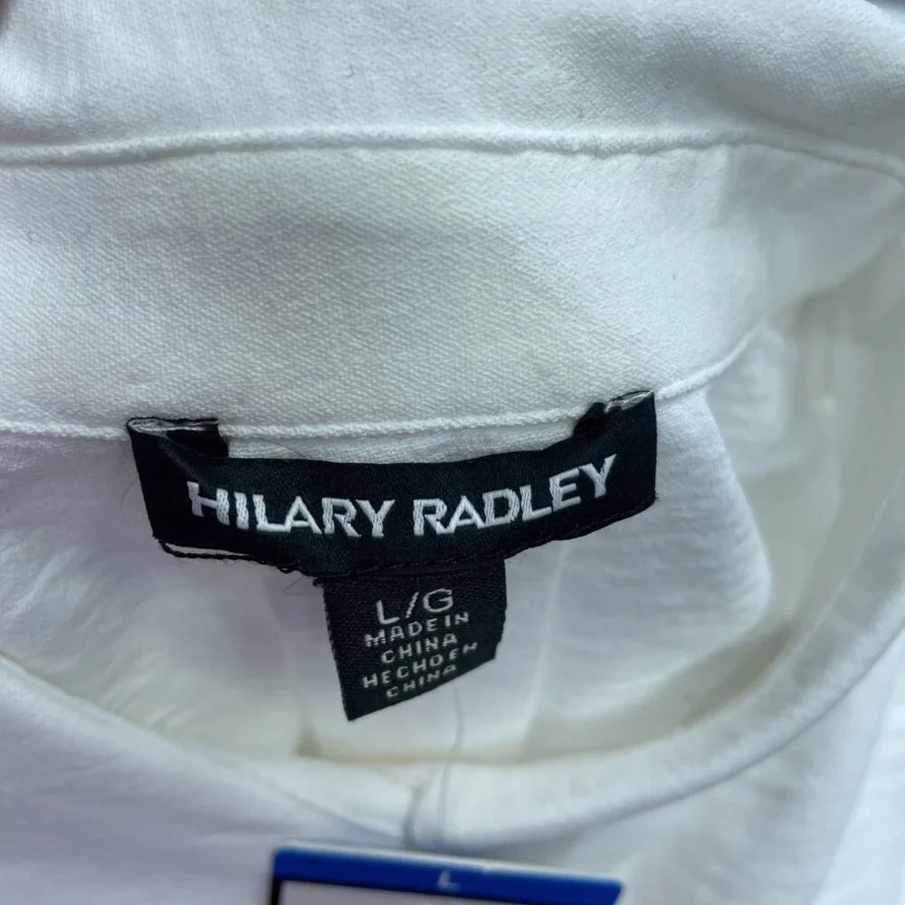 Hilary Radley Women's L Ivory Long Sleeve Button-Down Shirt 100% Polyester M0415 - Picture 9 of 13